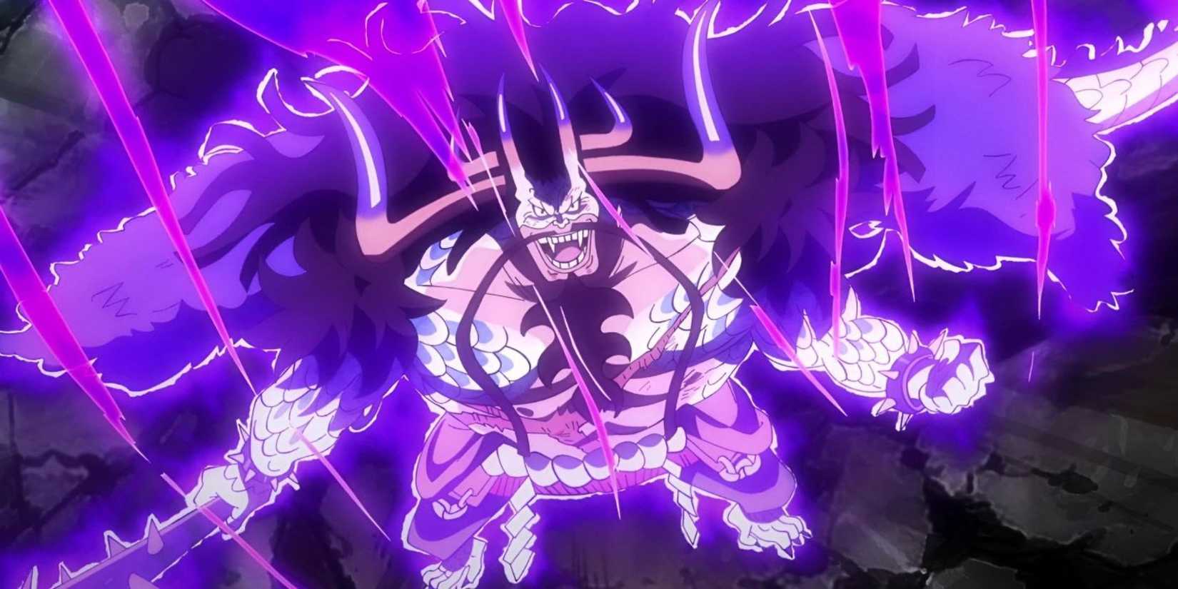 Kaido powering up in his hybrid form - One Piece