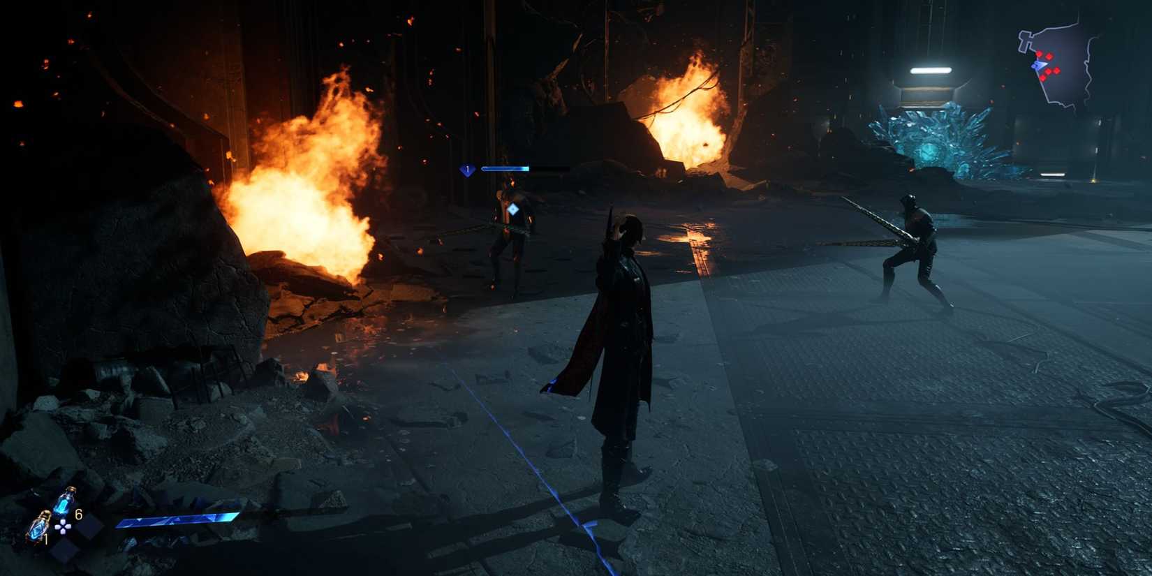 Kaser fighting some imperial soldiers at the beginning of the game - Lost Soul Aside