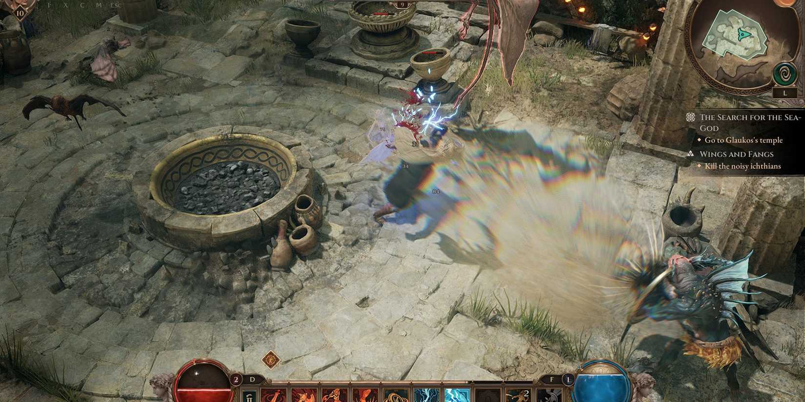 Kill Noisy Icthians (Shield bearers) to pacify the Minyades