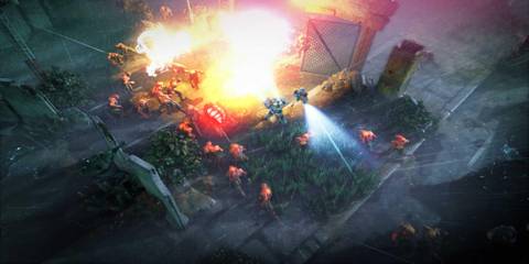 Killing enemies with a flamethrower in Alienation