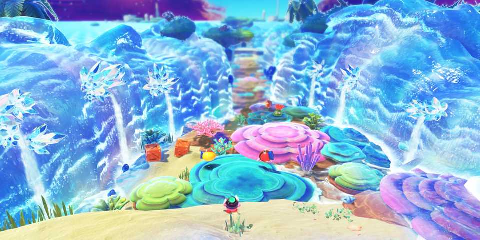 Kirby and the Forgotten Land Star-Crossed World gameplay screengrab