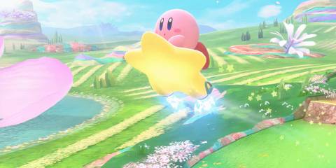Kirby gliding in Kirby Air Riders