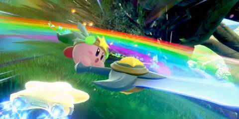 Kirby using Ultra Sword in Kirby Air Riders