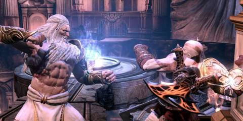 Kratos fighting Zeus - God of War 3
