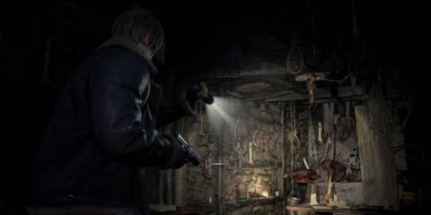 Leon Kennedy exploring an abandoned house - Resident Evil 4 Remake