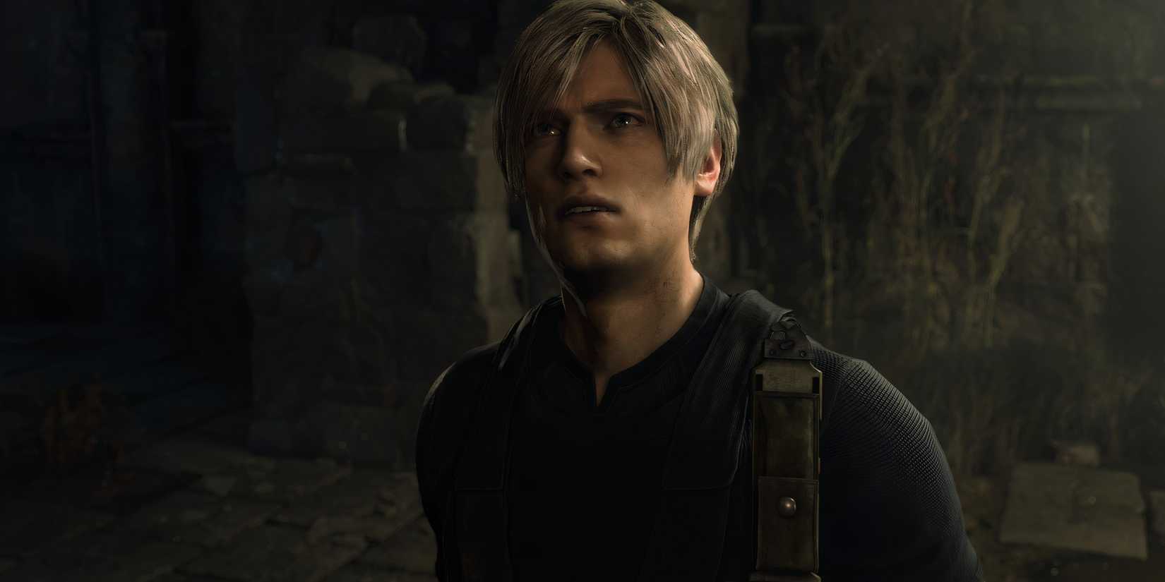 Leon looking up in Resident Evil 4 Remake