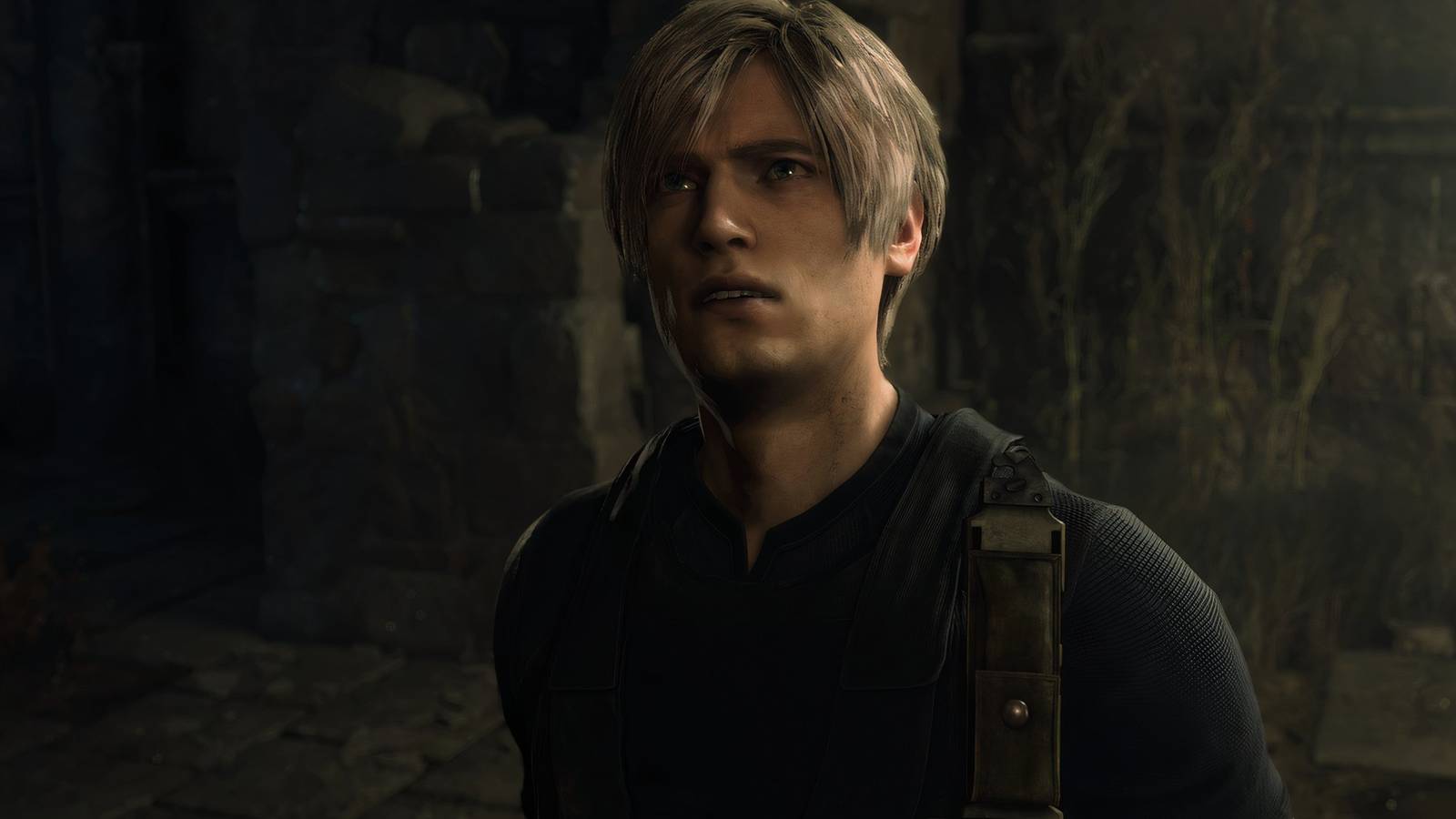 Leon looking up in Resident Evil 4 Remake