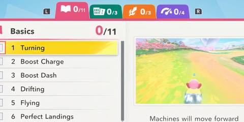 Lesson mode in Kirby Air Riders