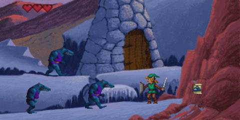 Link fighting enemies in an ice level - Link The Faces of Evil