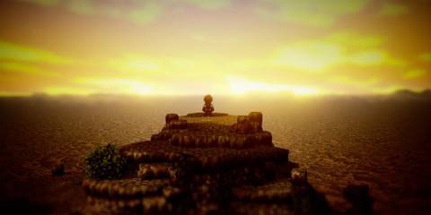 Looking over a cliff in Octopath Traveler 0