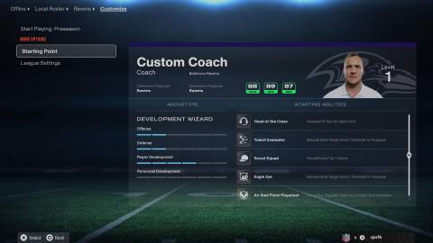 madden 26 franchise mode starting point option