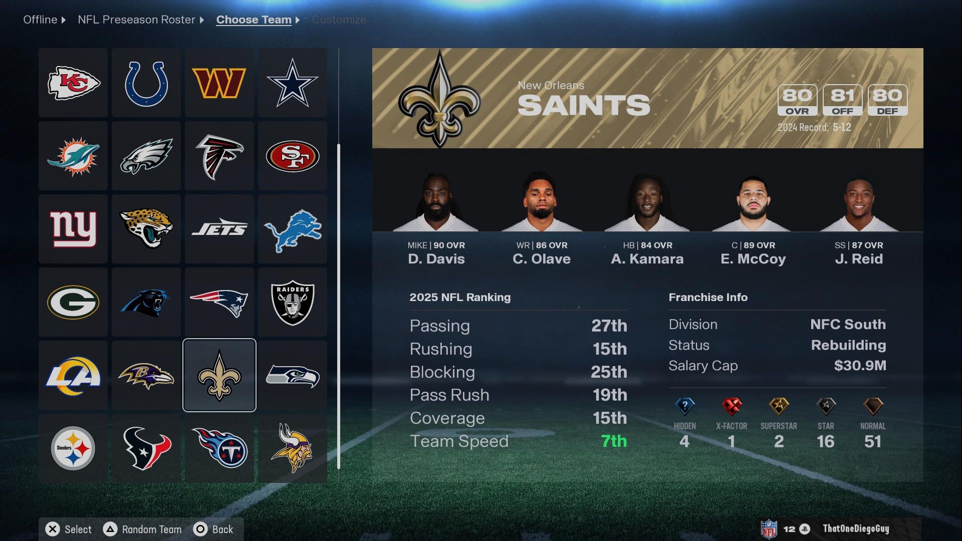 Madden NFL 26 Saints