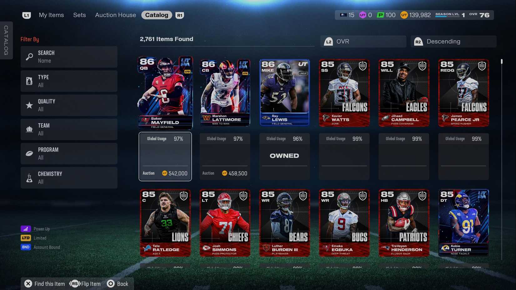 Madden NFL 26 Ultimate Team Catalog