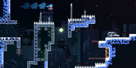 Madeline using one of her abilities to beat a hard level - Celeste