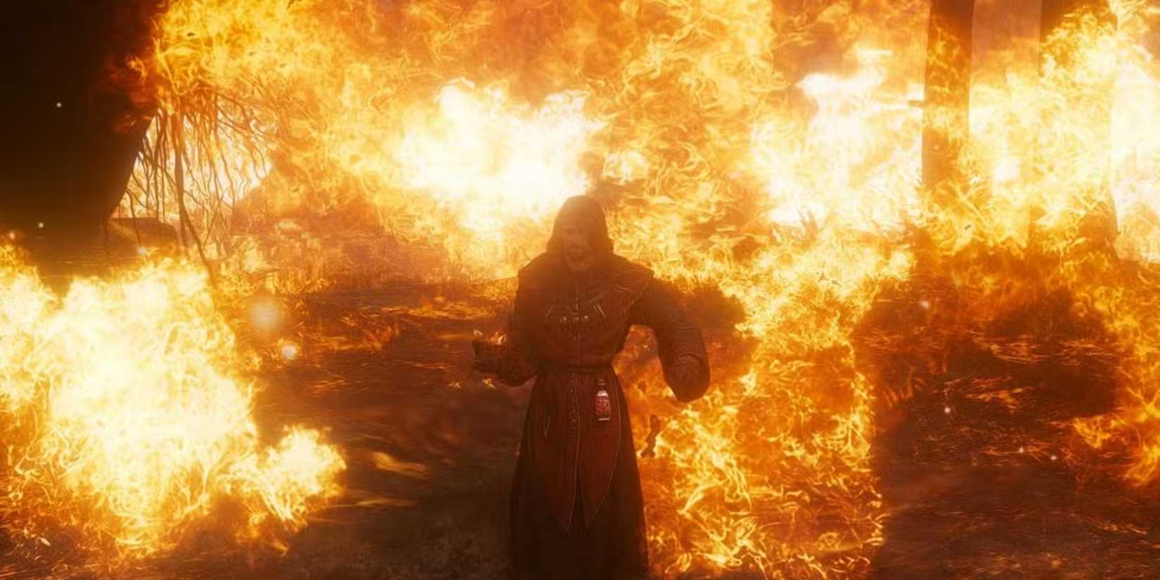 mage in a fire spell in skyrim modded-1