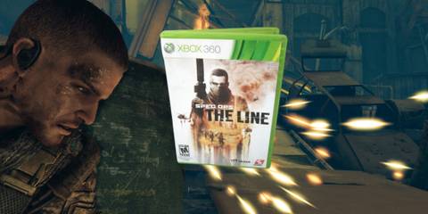 Martin looking at box art in Spec Ops The Line