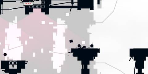Meat Boy in a black-and-white level - Super Meat Boy