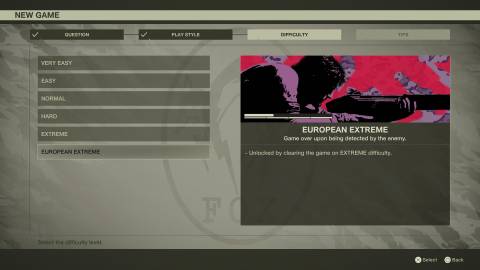 Metal Gear Solid Delta Difficulty Options