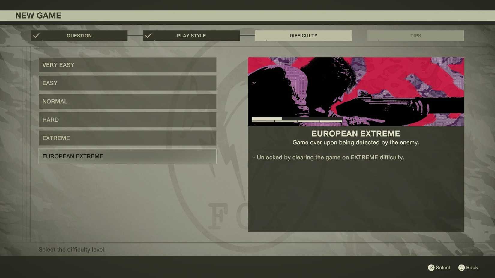 Metal Gear Solid Delta Difficulty Options