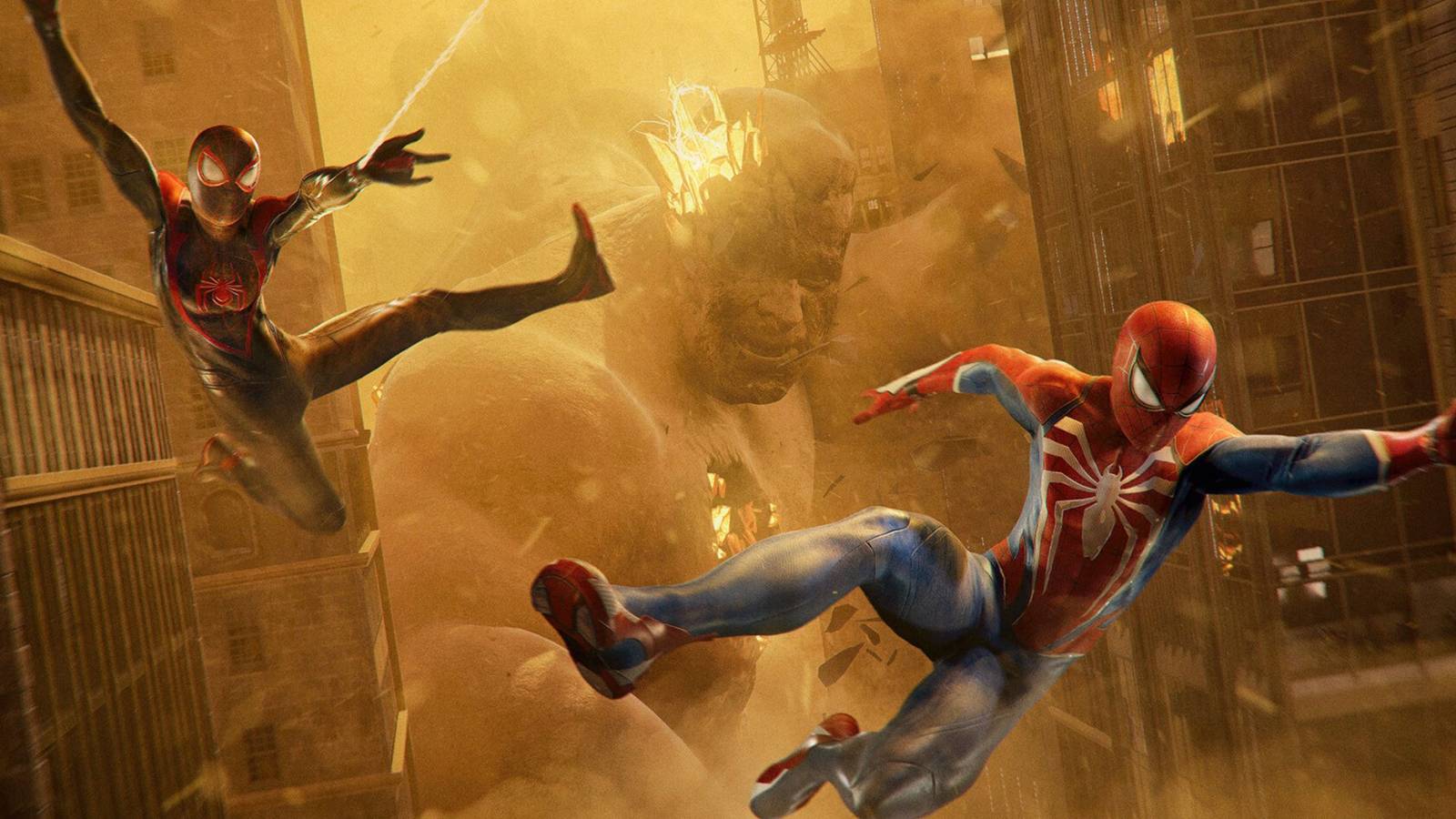 Miles and Peter escaping from Sandman - Marvel's Spider-Man 2