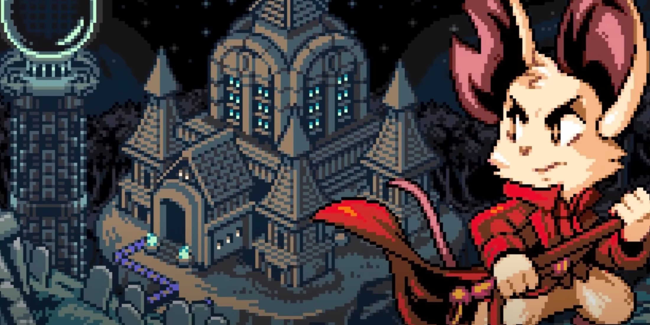 Mina looking over a castle in Mina The Hollower