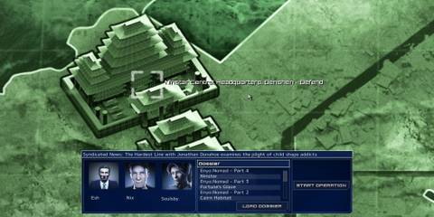 Mission select screen in Frozen Synapse