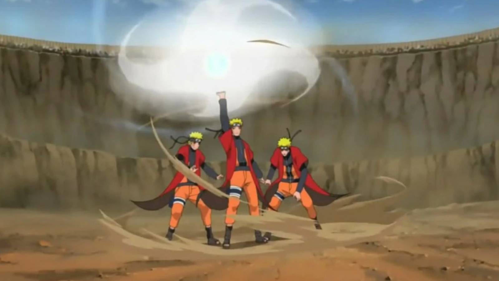 Naruto using the Rasenshuriken against Pain