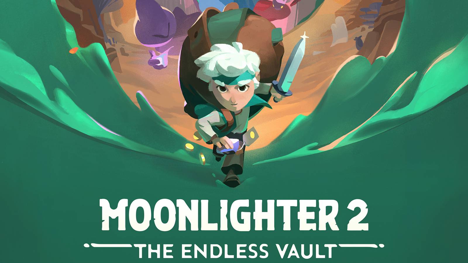 Moonlighter 2 The Endless Vault key art 2x1 crop with game logo