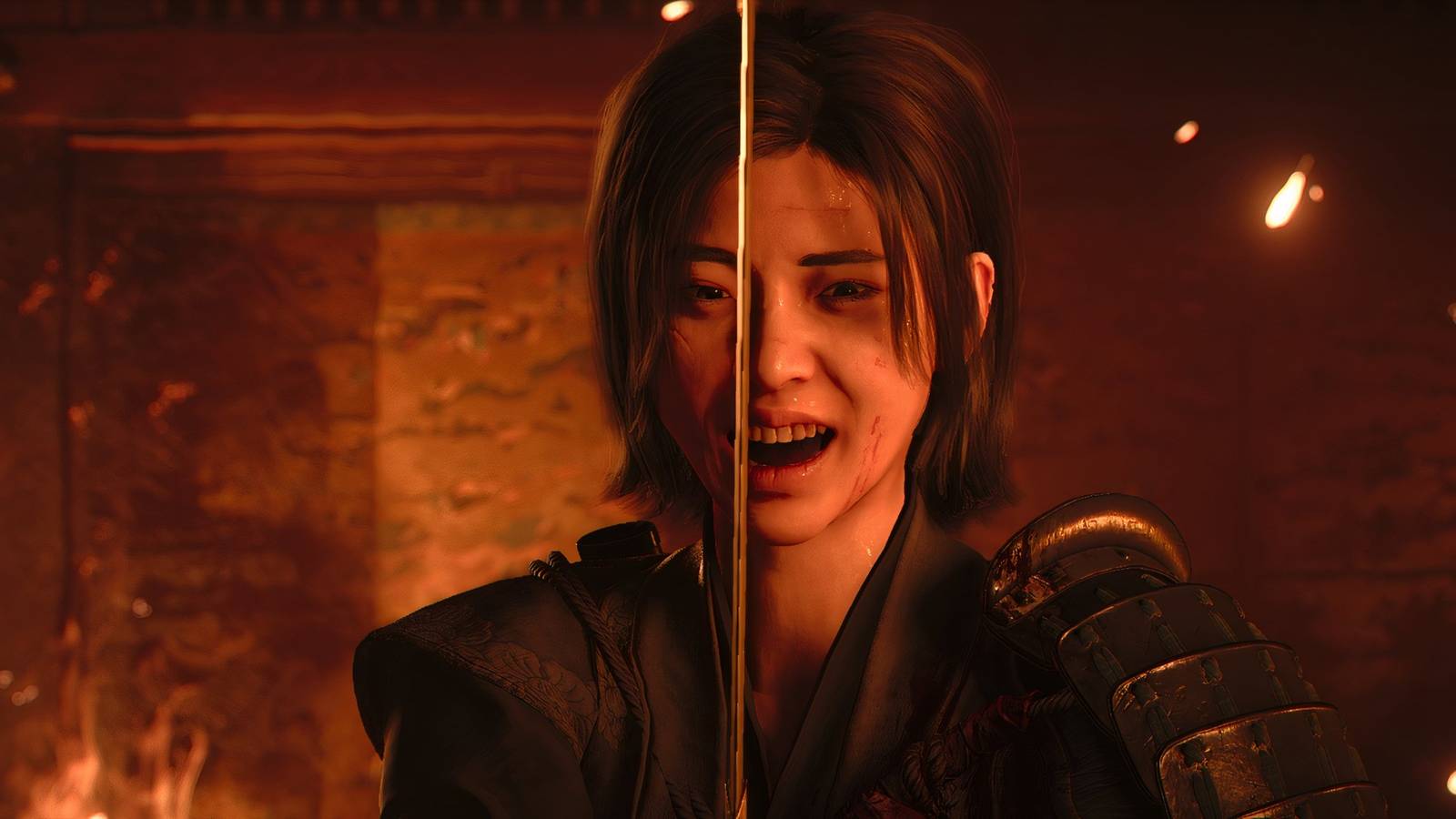 Naoe holding a katana in Assassin's Creed Shadows