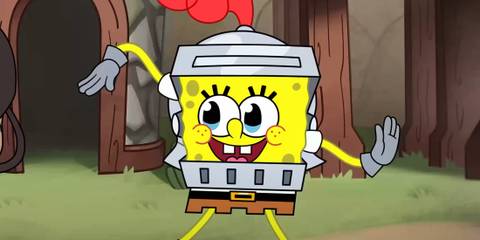 Nicktoons and The Dice of Destiny SpongeBob in medieval knight armor