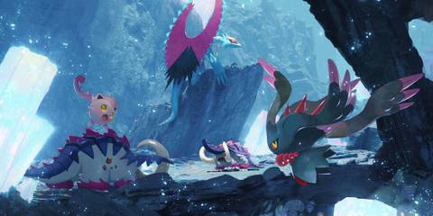 Official artwork of Flutter Mane alongside other Ancient Paradox - Pokemon Scarlet and Violet