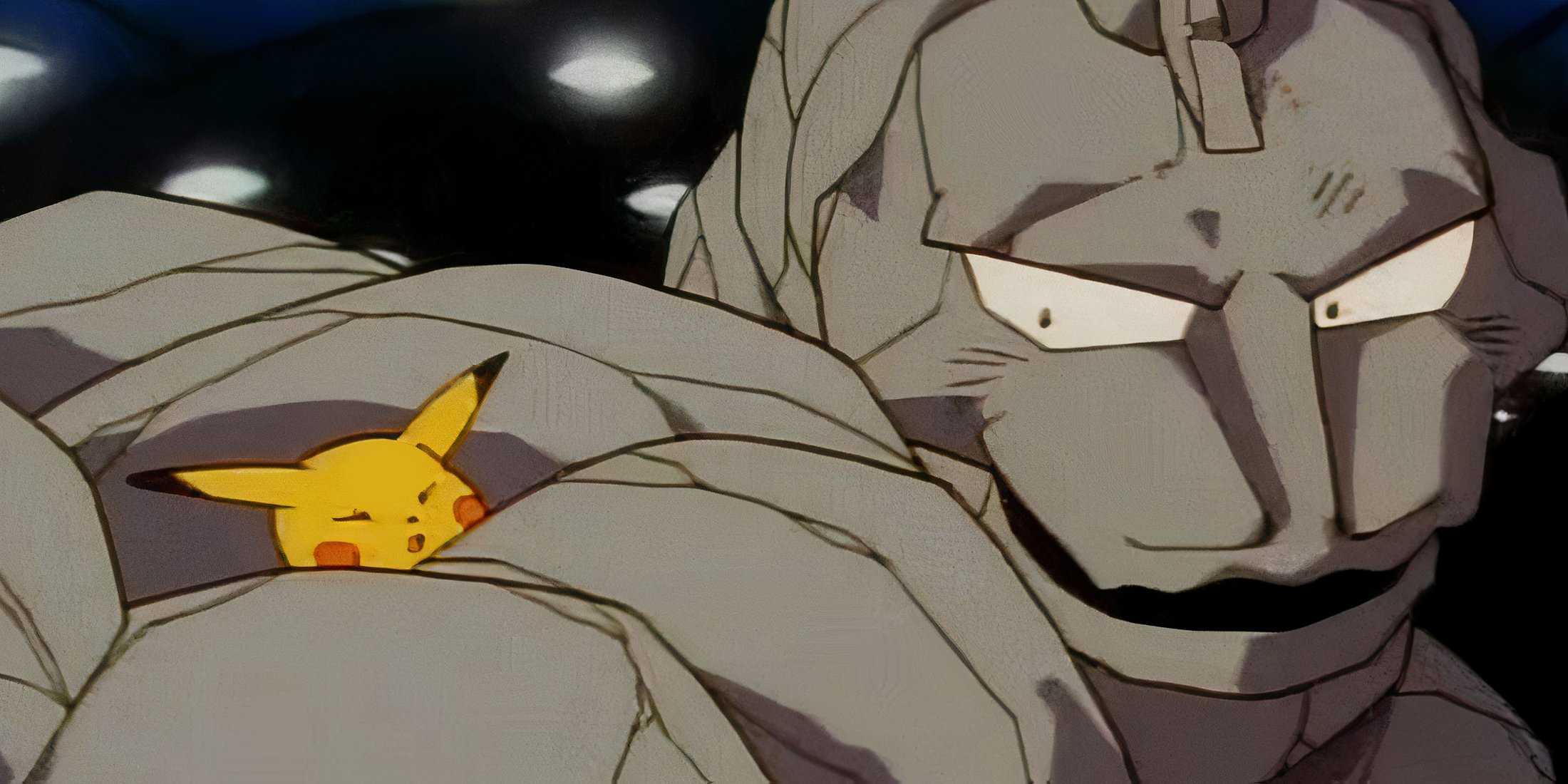 Onix squeezing pikachu in Pokemon (Anime)