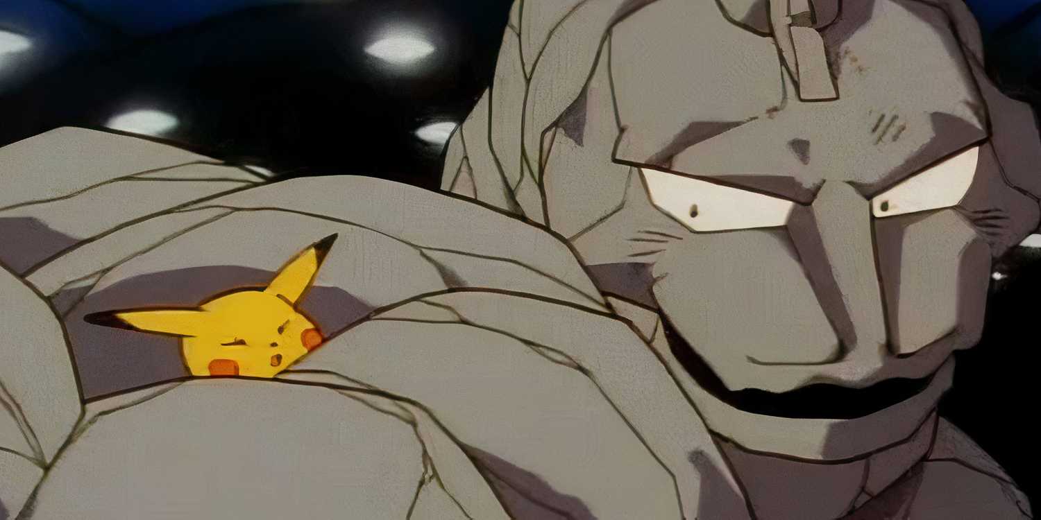 Onix squeezing pikachu in Pokemon (Anime)