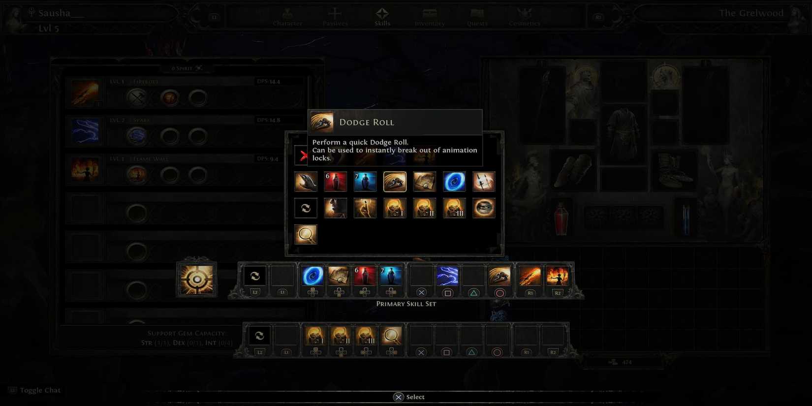 The Player Equipping the Dodge Ability to their Hotbar 