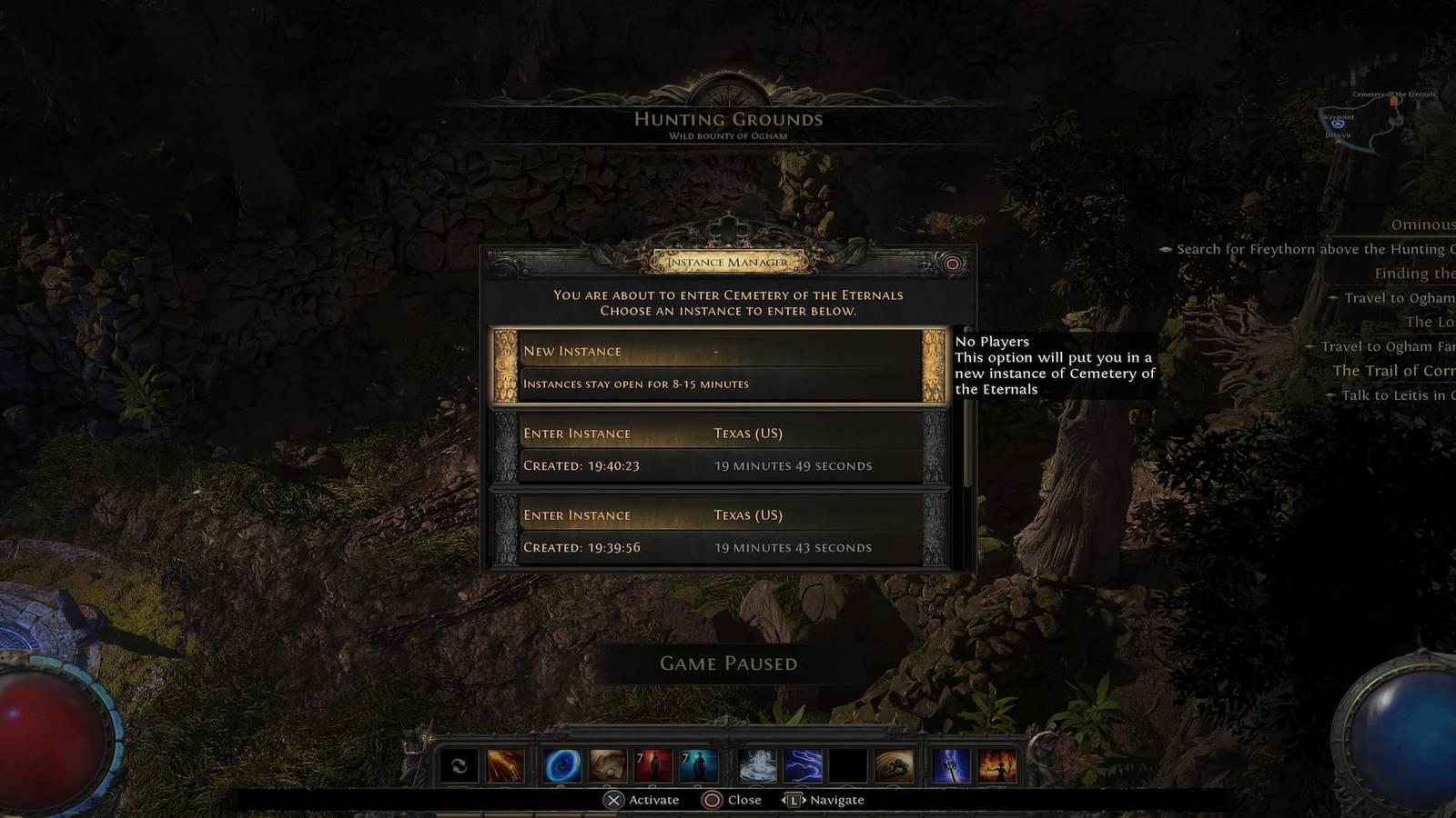 The Instance Manager Menu