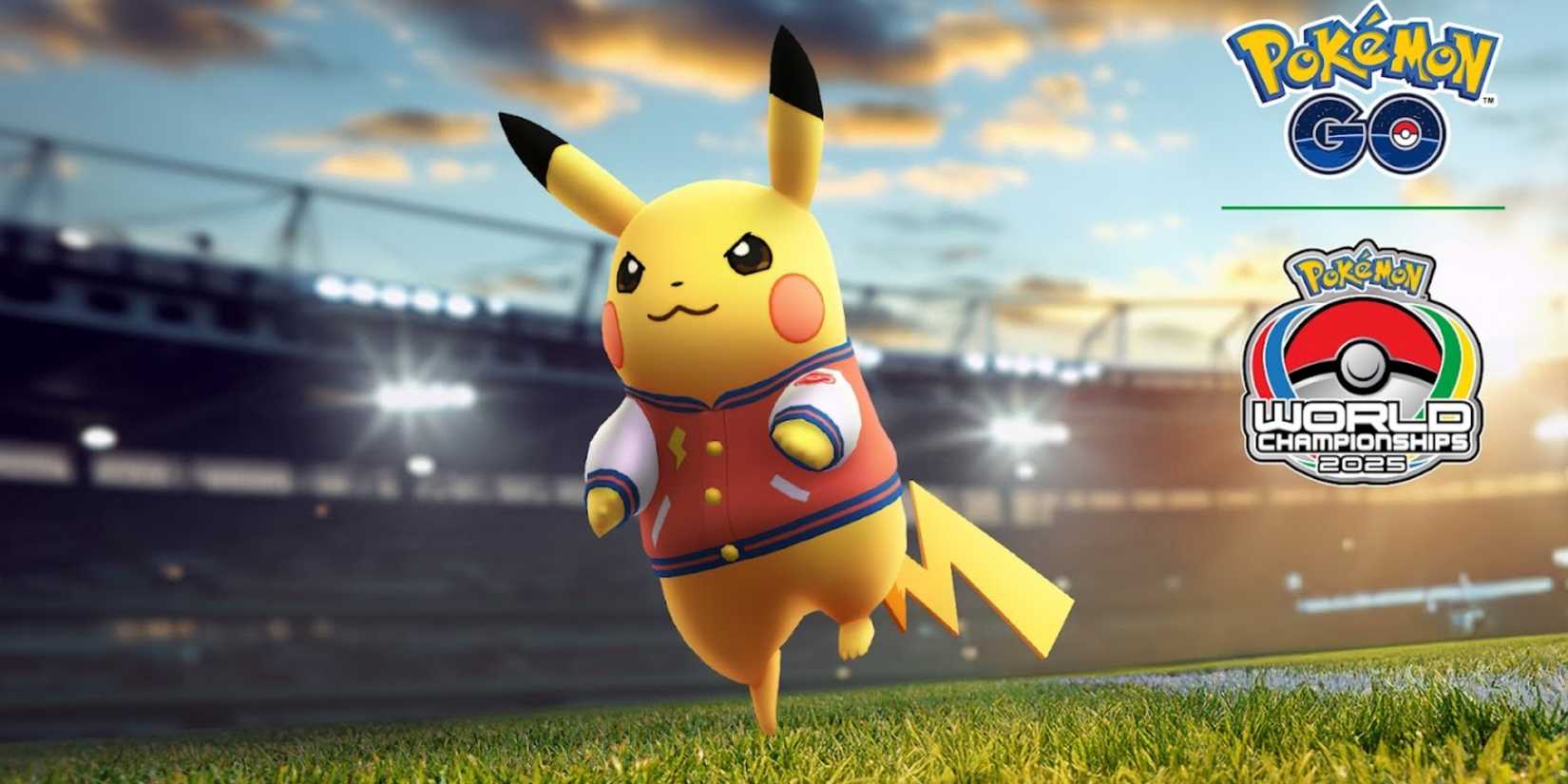 Pikachu wearing varsity jacket in Pokemon GO