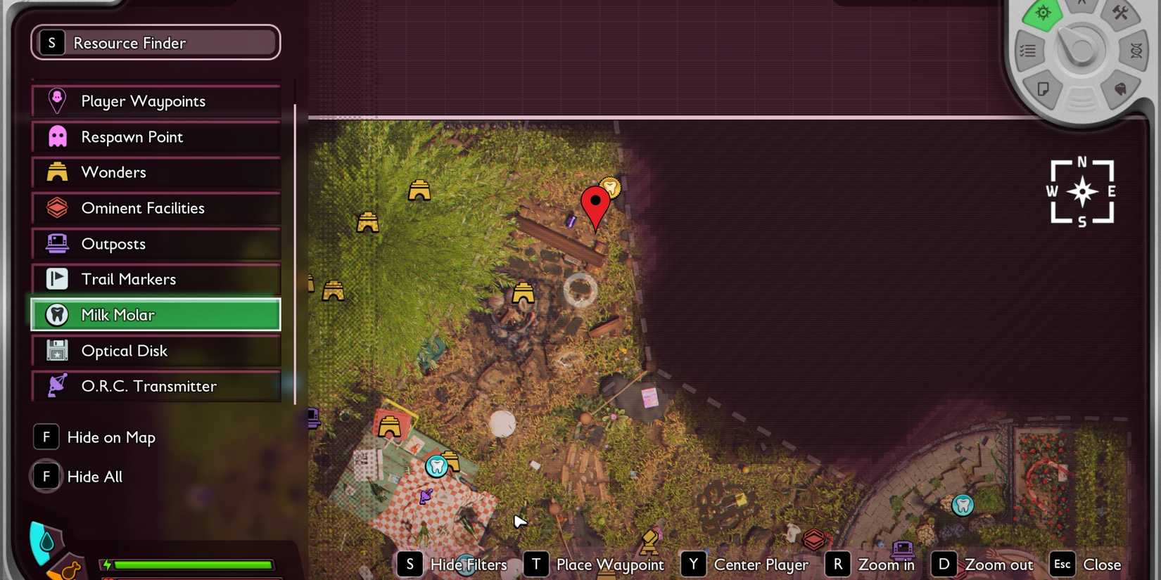 pinch wacker cave location in grounded 2 marked on map