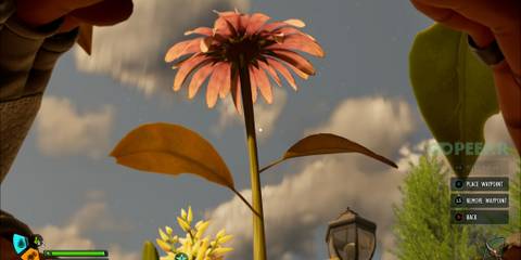 Pink flower with orange leaves in Grounded 2