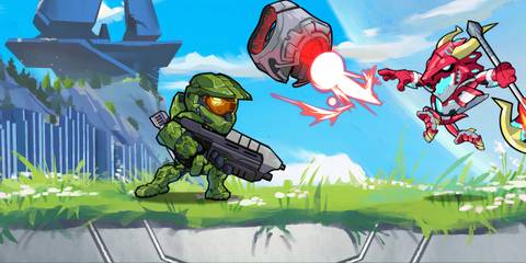 Playing as Master Chief in Brawlhalla