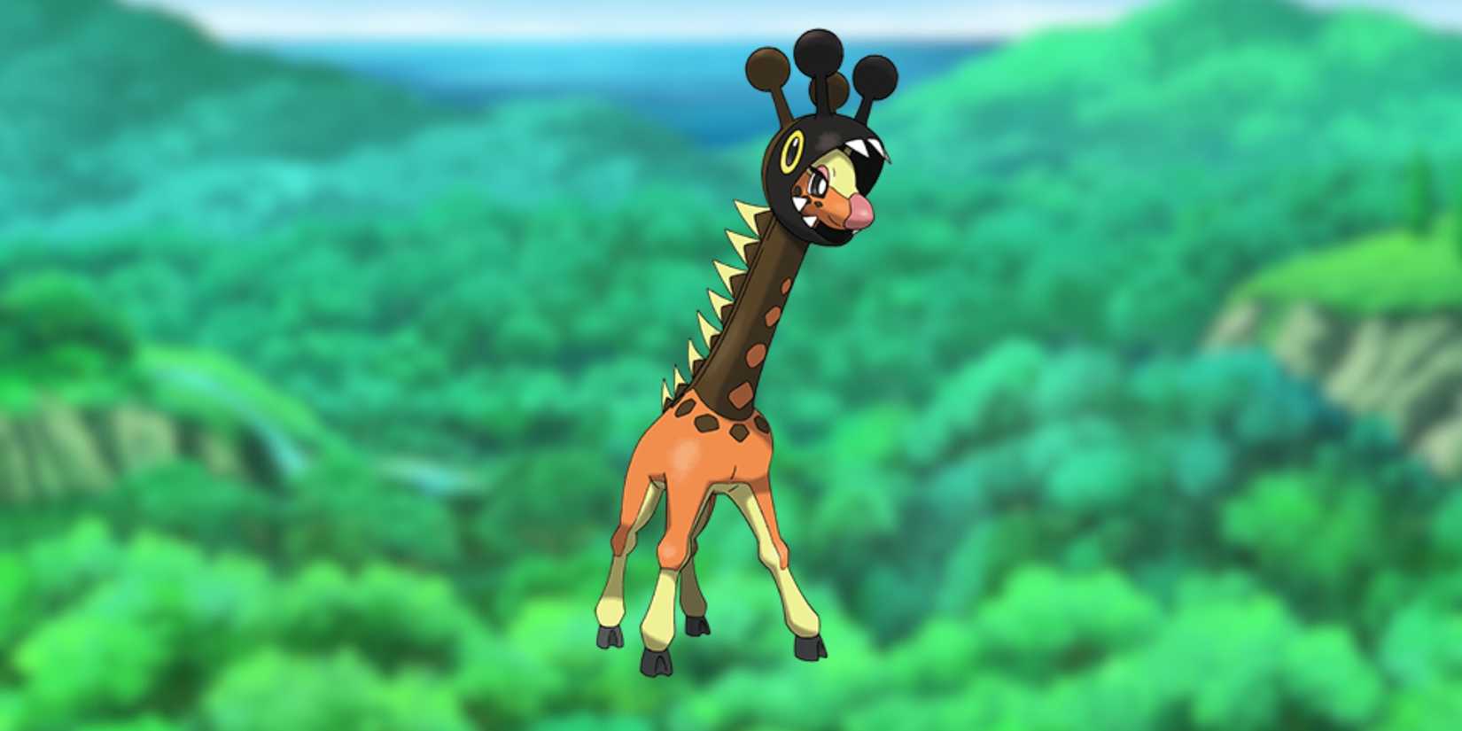 pokemon Farigiraf on blurry forest background