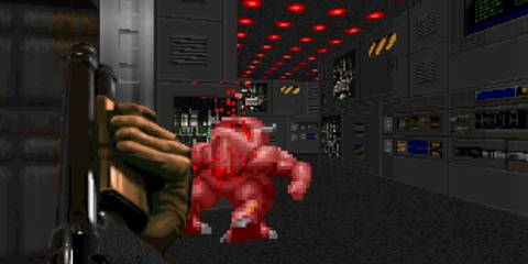 Pumping a shotgun in Doom (1993)