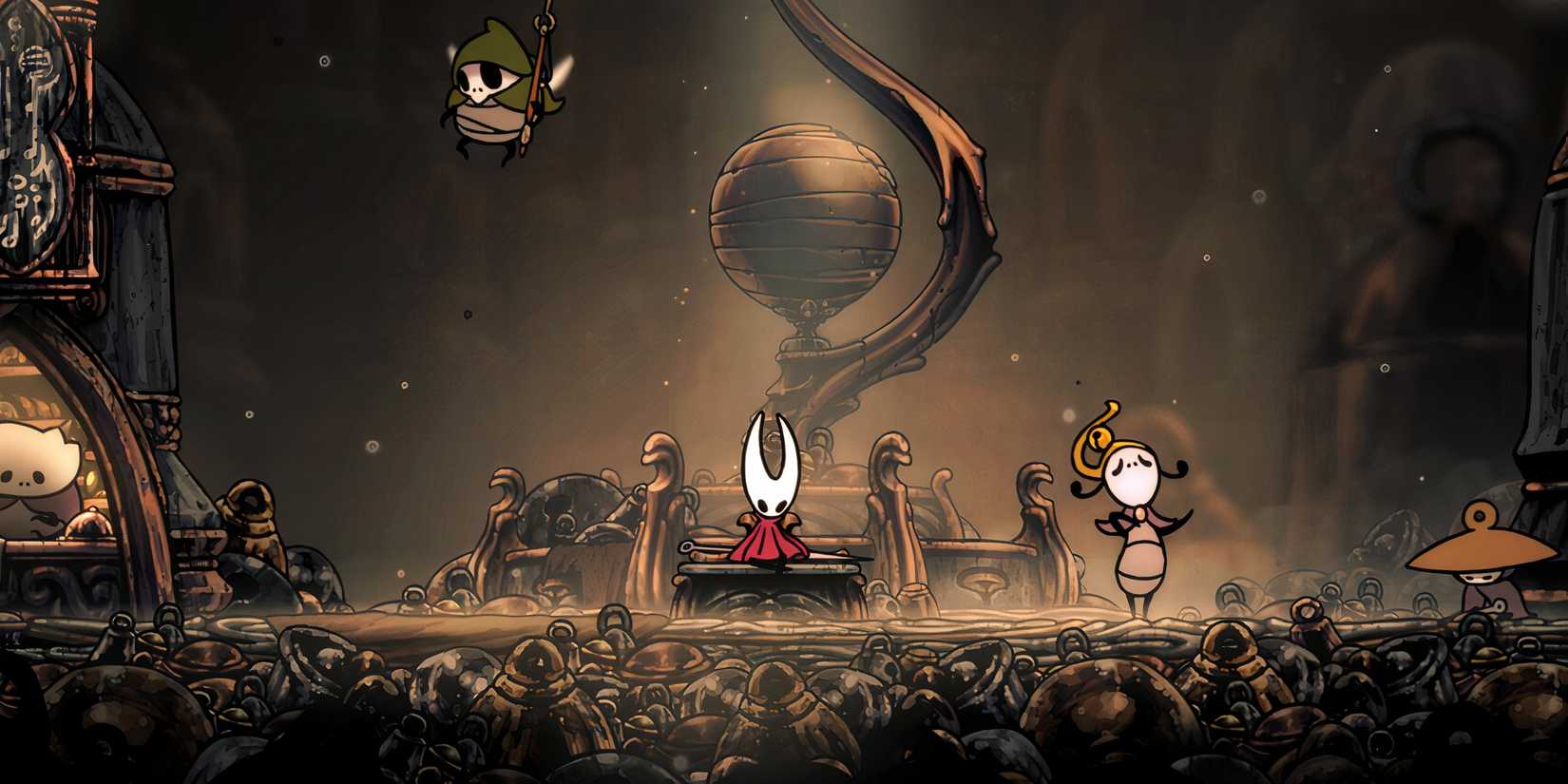 Resting on a bench in Hollow Knight Silksong