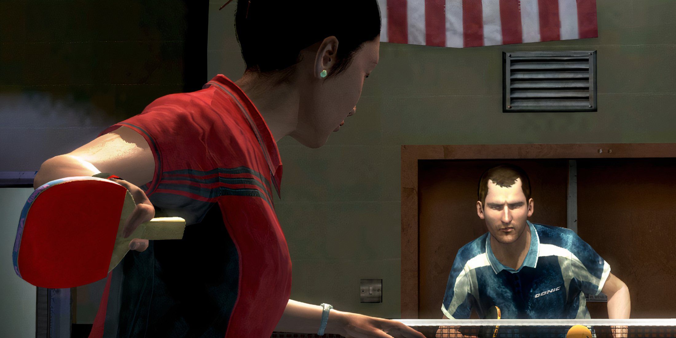 Returning a serve in Rockstar Games Presents Table Tennis