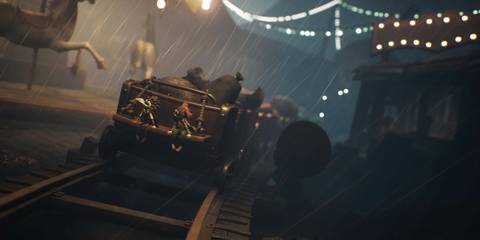 Riding a trolley in Little Nightmares 3