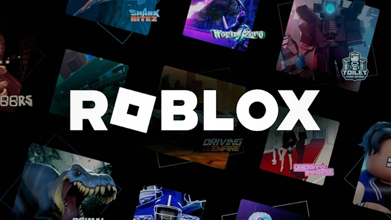 Roblox logo in front of game icons 2x1 crop