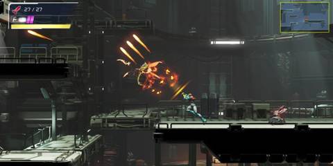 Samus Aran shooting some enemies - Metroid Dread