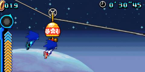 Sonic on a zip line