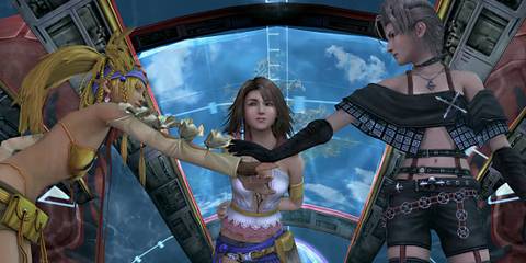 Yuna, Riku and Payne bringing their hands together