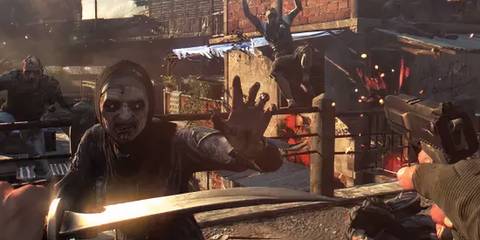 Player attacking zombies in Dying Light