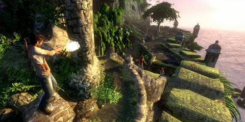 Drake shooting at enemies